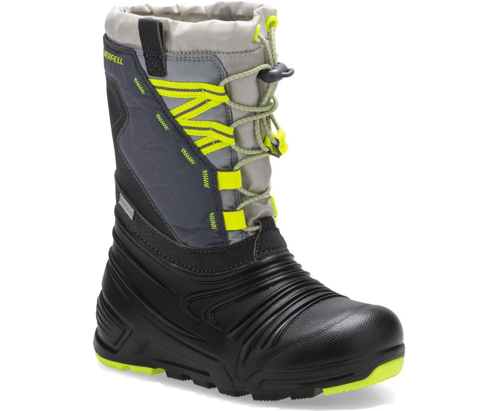 Merrell Støvler Børn - Snow Quest Lite 2.0 Waterproof - Sort/Grå/Grøn - TFG179856